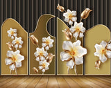 Avikalp MWZ0891 White Golden Flowers 3D HD Wallpaper Avikalp MWZ0891 White Golden Flowers 3D HD Wallpaper