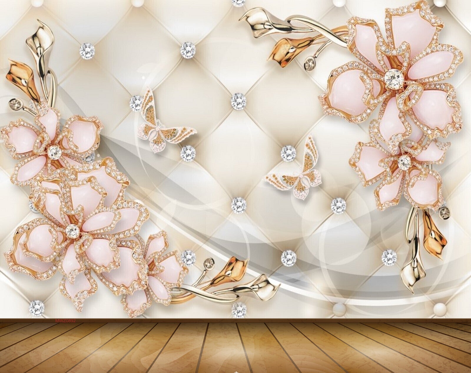 Avikalp MWZ0892 White Golden Flowers 3D HD Wallpaper Avikalp MWZ0892 White Golden Flowers 3D HD Wallpaper