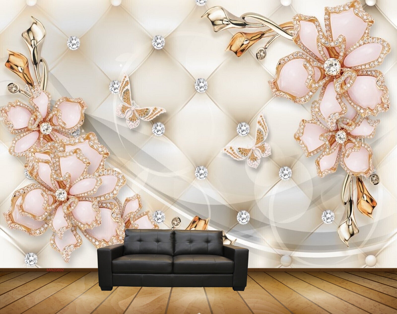 Avikalp MWZ0892 White Golden Flowers 3D HD Wallpaper Avikalp MWZ0892 White Golden Flowers 3D HD Wallpaper