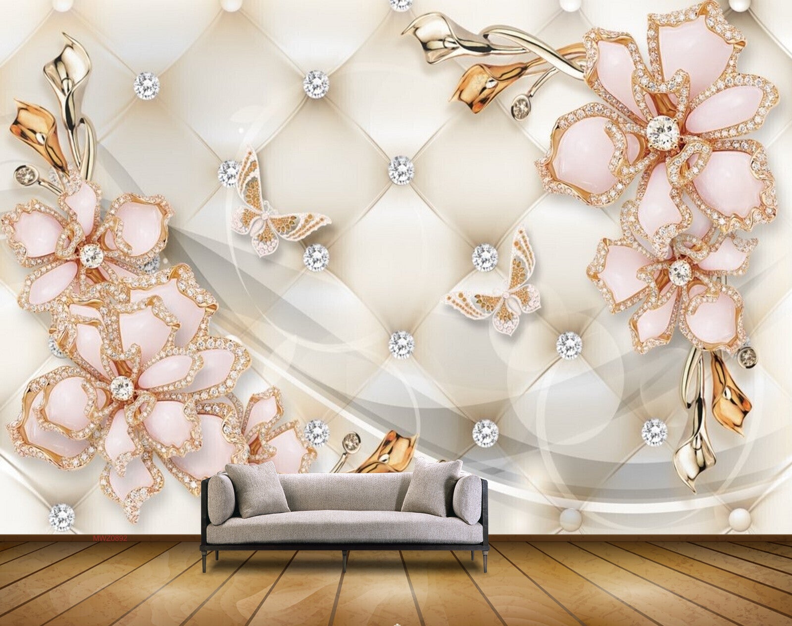 Avikalp MWZ0892 White Golden Flowers 3D HD Wallpaper Avikalp MWZ0892 White Golden Flowers 3D HD Wallpaper