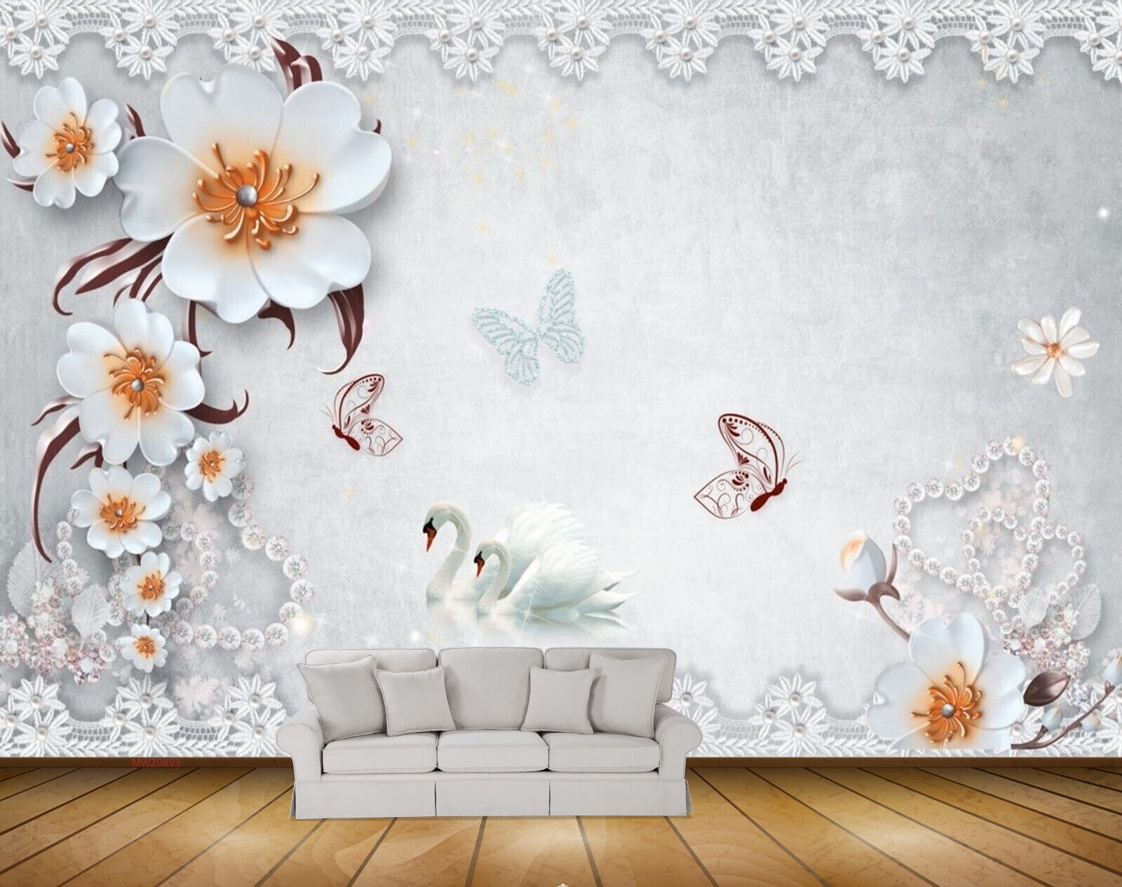 Avikalp MWZ0893 White Orange Flowers Butterflies 3D HD Wallpaper Avikalp MWZ0893 White Orange Flowers Butterflies 3D HD Wallpaper