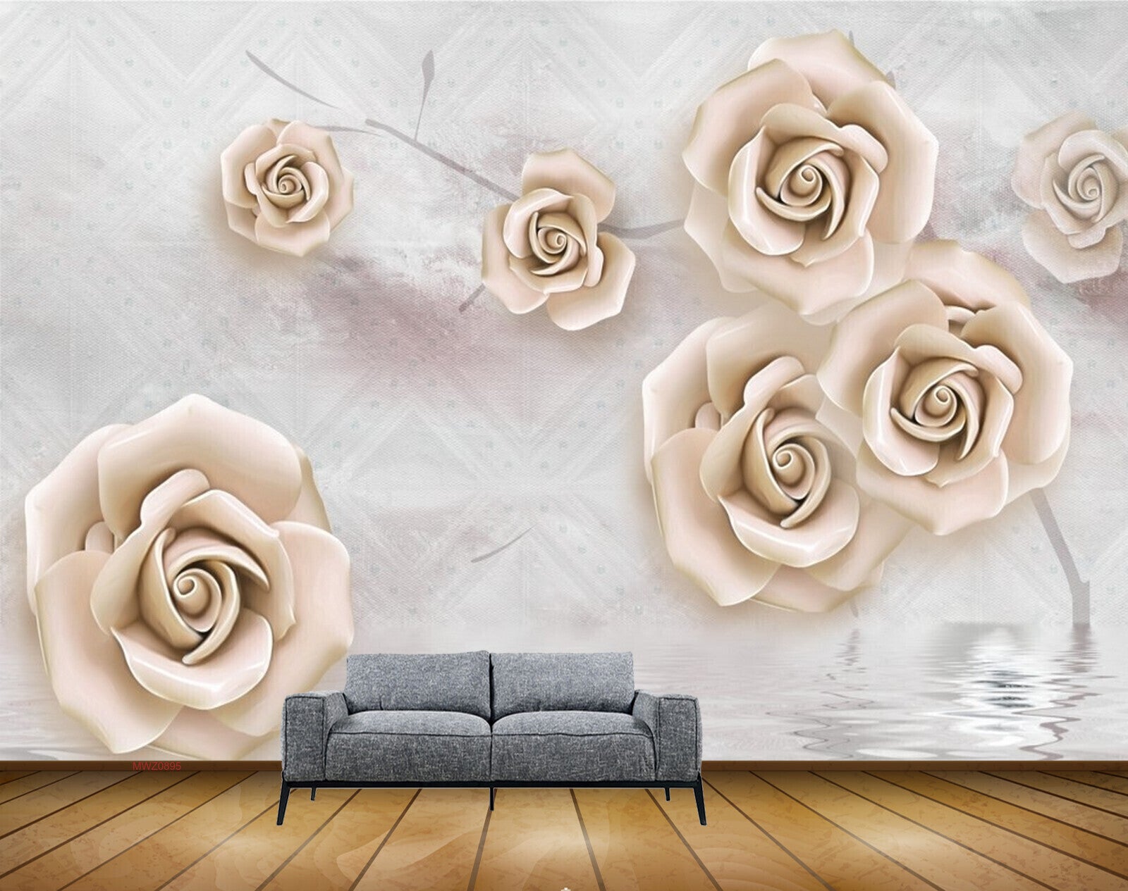 Avikalp MWZ0895 White Cream Flowers 3D HD Wallpaper Avikalp MWZ0895 White Cream Flowers 3D HD Wallpaper