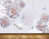 Avikalp MWZ0906 White Flowers Butterflies Swans 3D HD Wallpaper Avikalp MWZ0906 White Flowers Butterflies Swans 3D HD Wallpaper