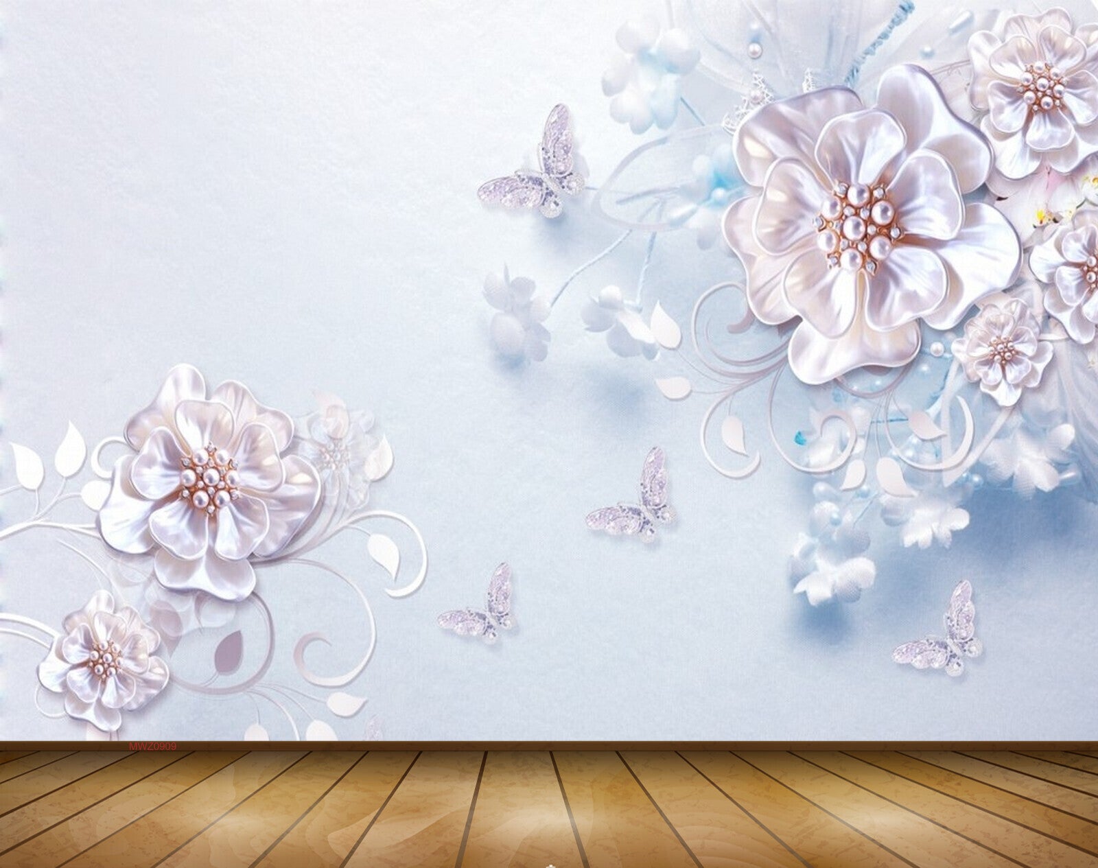 Avikalp MWZ0909 White Flowers Butterflies 3D HD Wallpaper Avikalp MWZ0909 White Flowers Butterflies 3D HD Wallpaper