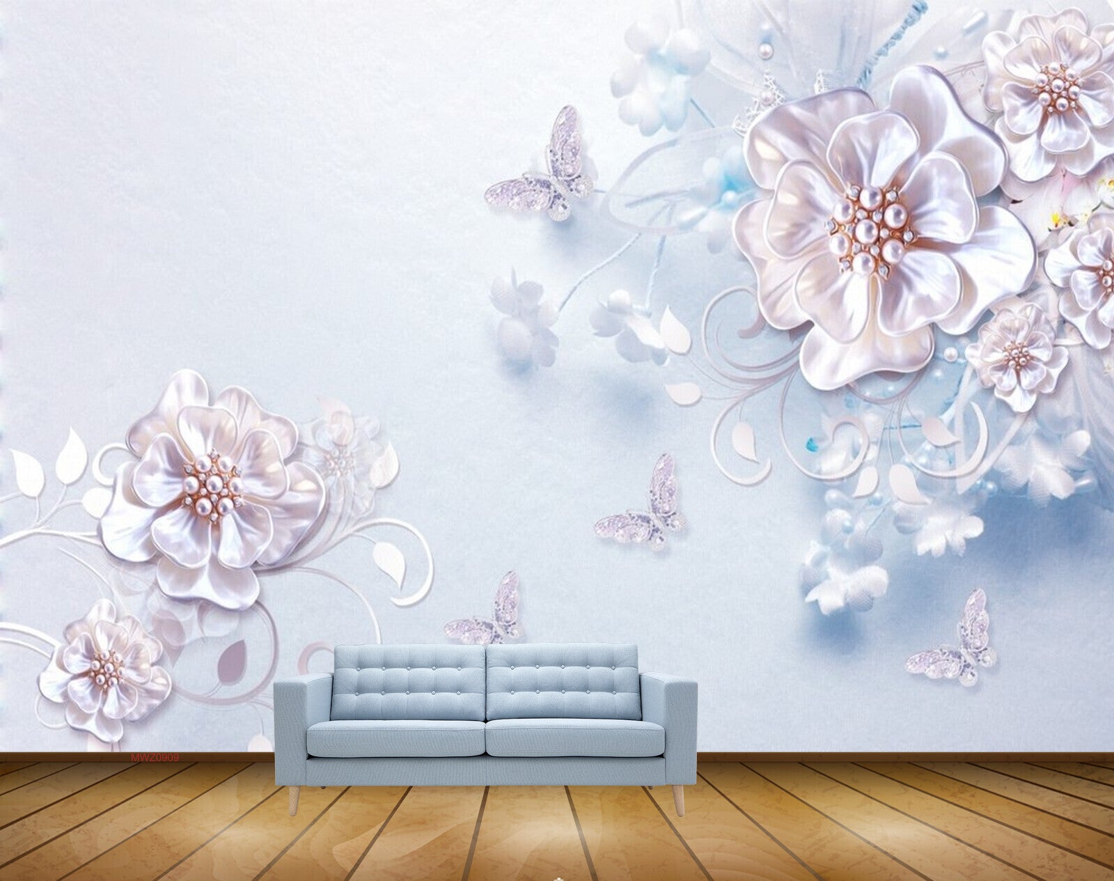 Avikalp MWZ0909 White Flowers Butterflies 3D HD Wallpaper Avikalp MWZ0909 White Flowers Butterflies 3D HD Wallpaper