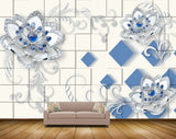 Avikalp MWZ0911 Blue White Flowers 3D HD Wallpaper Avikalp MWZ0911 Blue White Flowers 3D HD Wallpaper