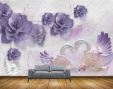 Avikalp MWZ0915 Violet Flowers Swans 3D HD Wallpaper Avikalp MWZ0915 Violet Flowers Swans 3D HD Wallpaper