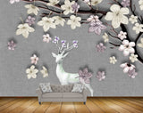 Avikalp MWZ0916 White Purple Flowers Deer HD Wallpaper Avikalp MWZ0916 White Purple Flowers Deer HD Wallpaper