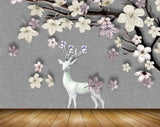 Avikalp MWZ0916 White Purple Flowers Deer 3D HD Wallpaper Avikalp MWZ0916 White Purple Flowers Deer 3D HD Wallpaper