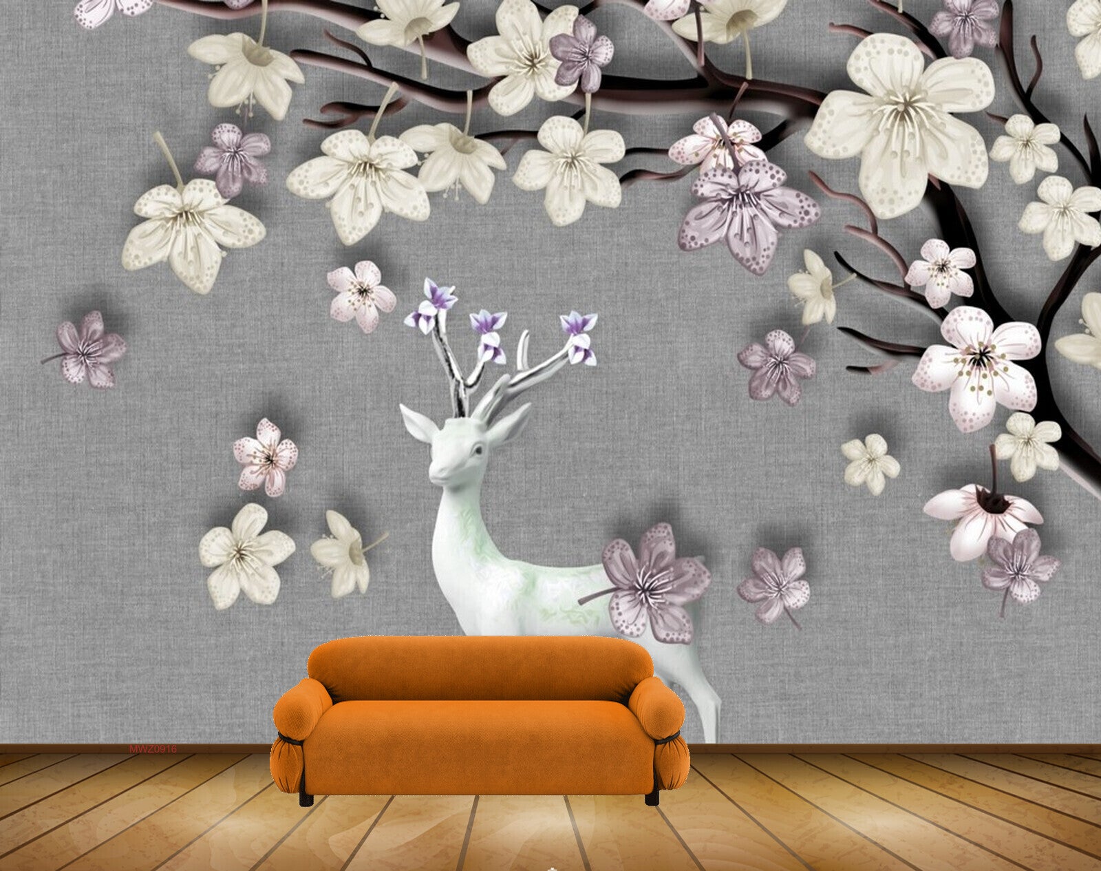 Avikalp MWZ0916 White Purple Flowers Deer 3D HD Wallpaper Avikalp MWZ0916 White Purple Flowers Deer 3D HD Wallpaper