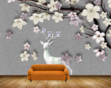 Avikalp MWZ0916 White Purple Flowers Deer 3D HD Wallpaper Avikalp MWZ0916 White Purple Flowers Deer 3D HD Wallpaper