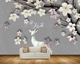 Avikalp MWZ0916 White Purple Flowers Deer 3D HD Wallpaper Avikalp MWZ0916 White Purple Flowers Deer 3D HD Wallpaper