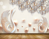 Avikalp MWZ0918 White Flowers Swans 3D HD Wallpaper Avikalp MWZ0918 White Flowers Swans 3D HD Wallpaper