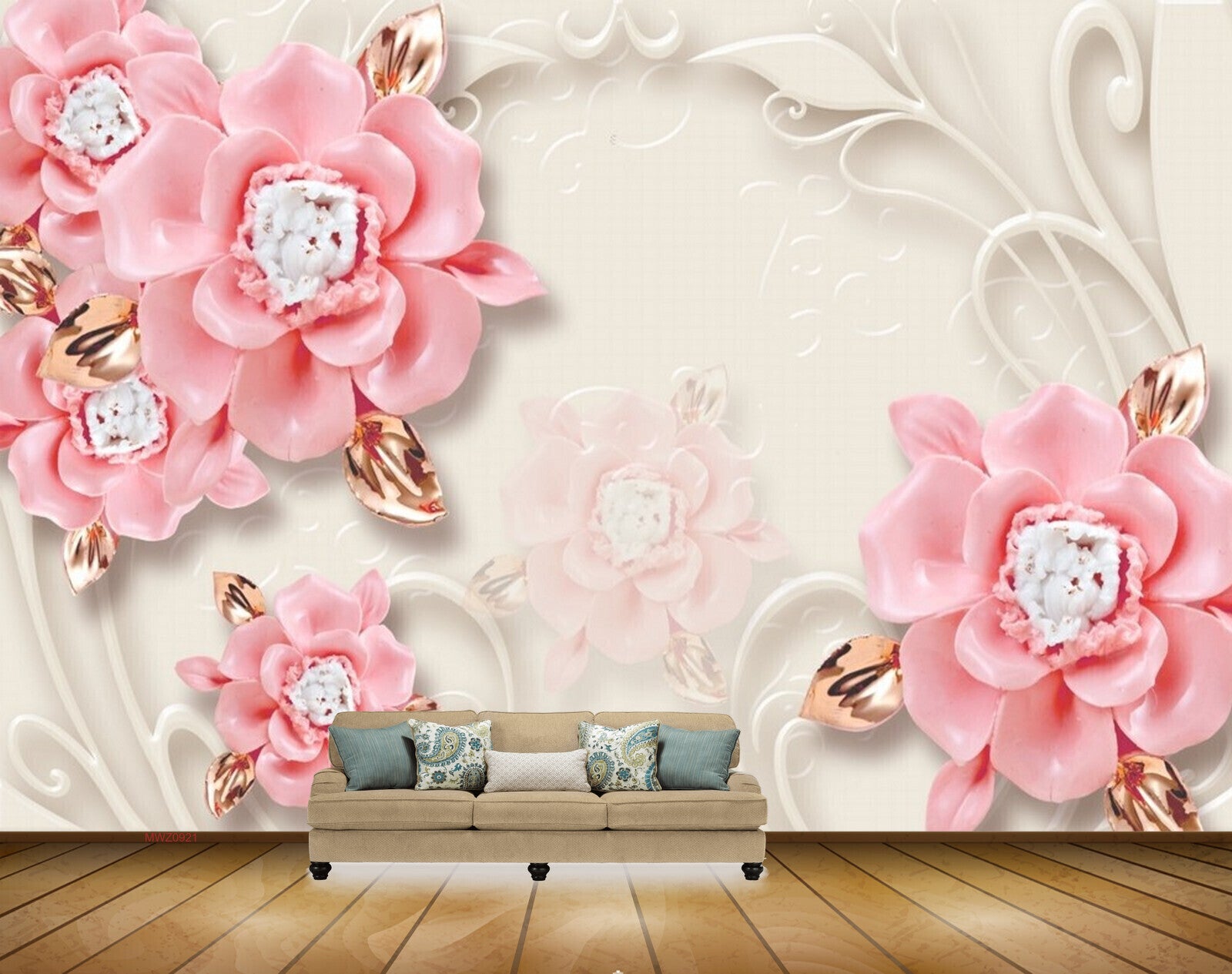 Avikalp MWZ0921 Pink White Flowers Leaves 3D HD Wallpaper Avikalp MWZ0921 Pink White Flowers Leaves 3D HD Wallpaper