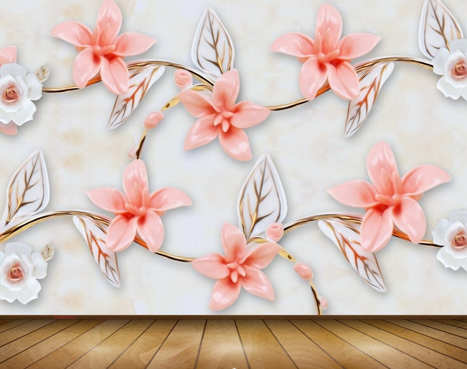 Avikalp MWZ0922  White Peach Flowers Leaves 3D HD Wallpaper Avikalp MWZ0922  White Peach Flowers Leaves 3D HD Wallpaper