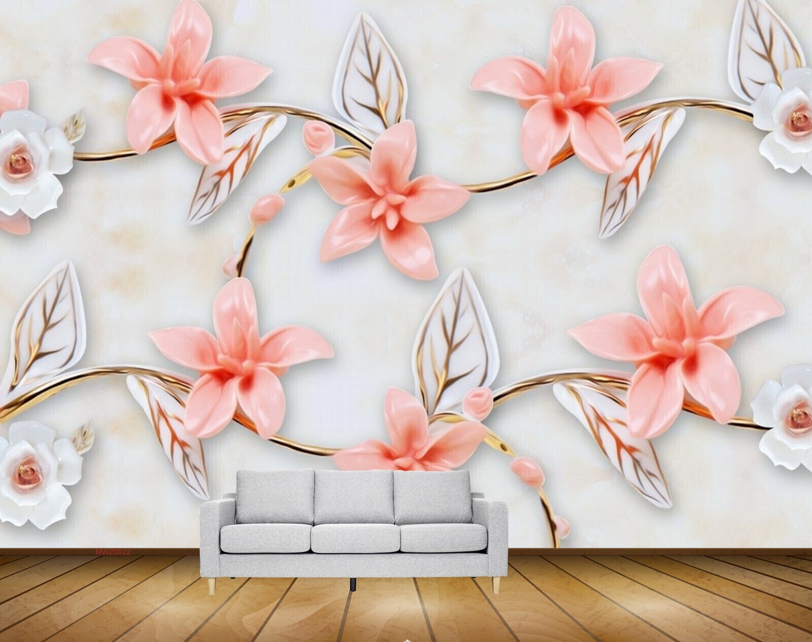 Avikalp MWZ0922  White Peach Flowers Leaves 3D HD Wallpaper Avikalp MWZ0922  White Peach Flowers Leaves 3D HD Wallpaper