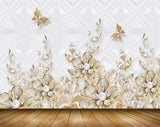 Avikalp MWZ0923 White Golden Flowers Butterflies 3D HD Wallpaper Avikalp MWZ0923 White Golden Flowers Butterflies 3D HD Wallpaper