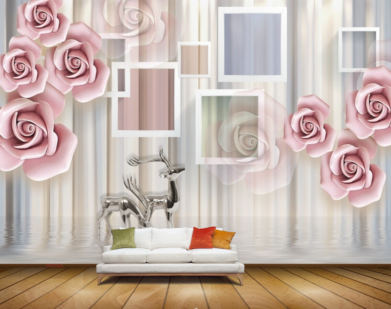 Avikalp MWZ0926 Pink White Flowers Deers HD Wallpaper Avikalp MWZ0926 Pink White Flowers Deers HD Wallpaper