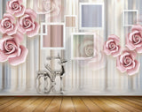 Avikalp MWZ0926 Pink White Flowers Deers 3D HD Wallpaper Avikalp MWZ0926 Pink White Flowers Deers 3D HD Wallpaper