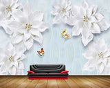 Avikalp MWZ0941 White Flowers Butterflies 3D HD Wallpaper Avikalp MWZ0941 White Flowers Butterflies 3D HD Wallpaper