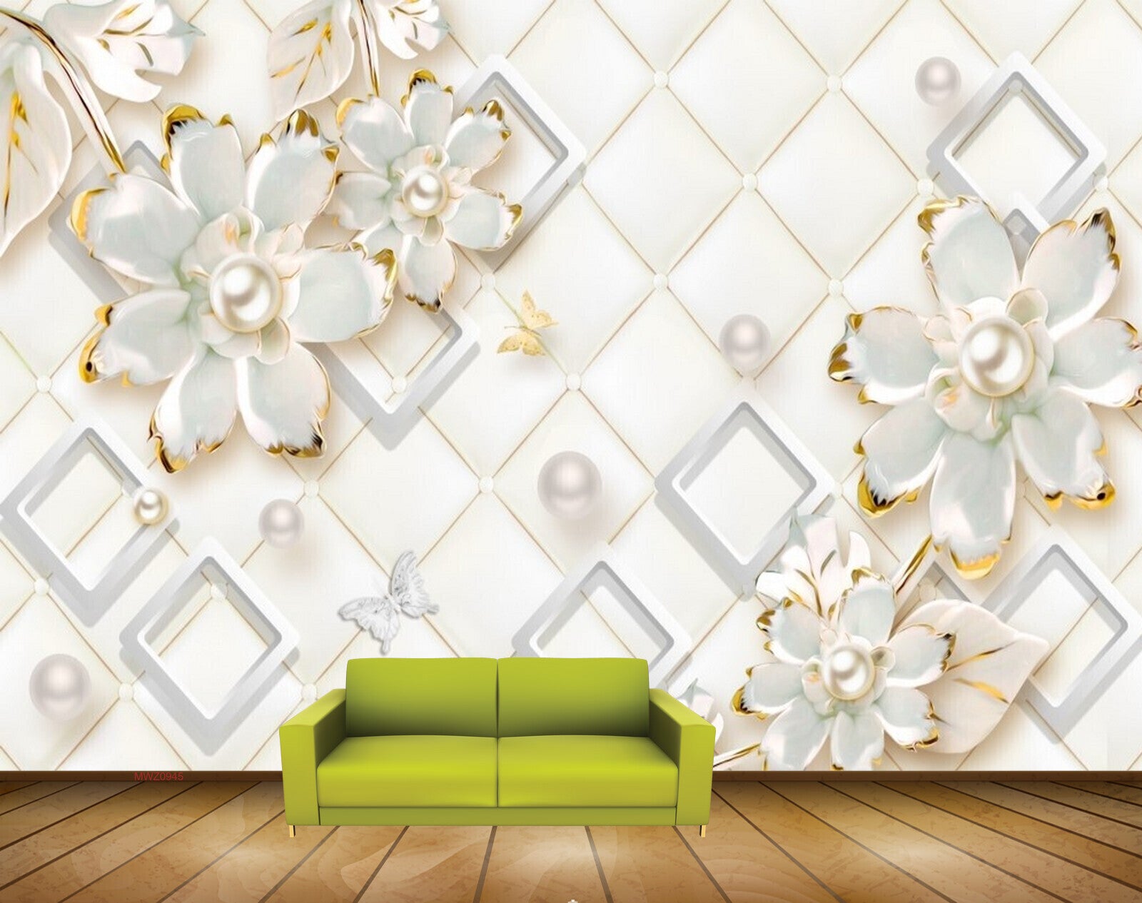 Avikalp MWZ0945 White Flowers Butterflies 3D HD Wallpaper Avikalp MWZ0945 White Flowers Butterflies 3D HD Wallpaper