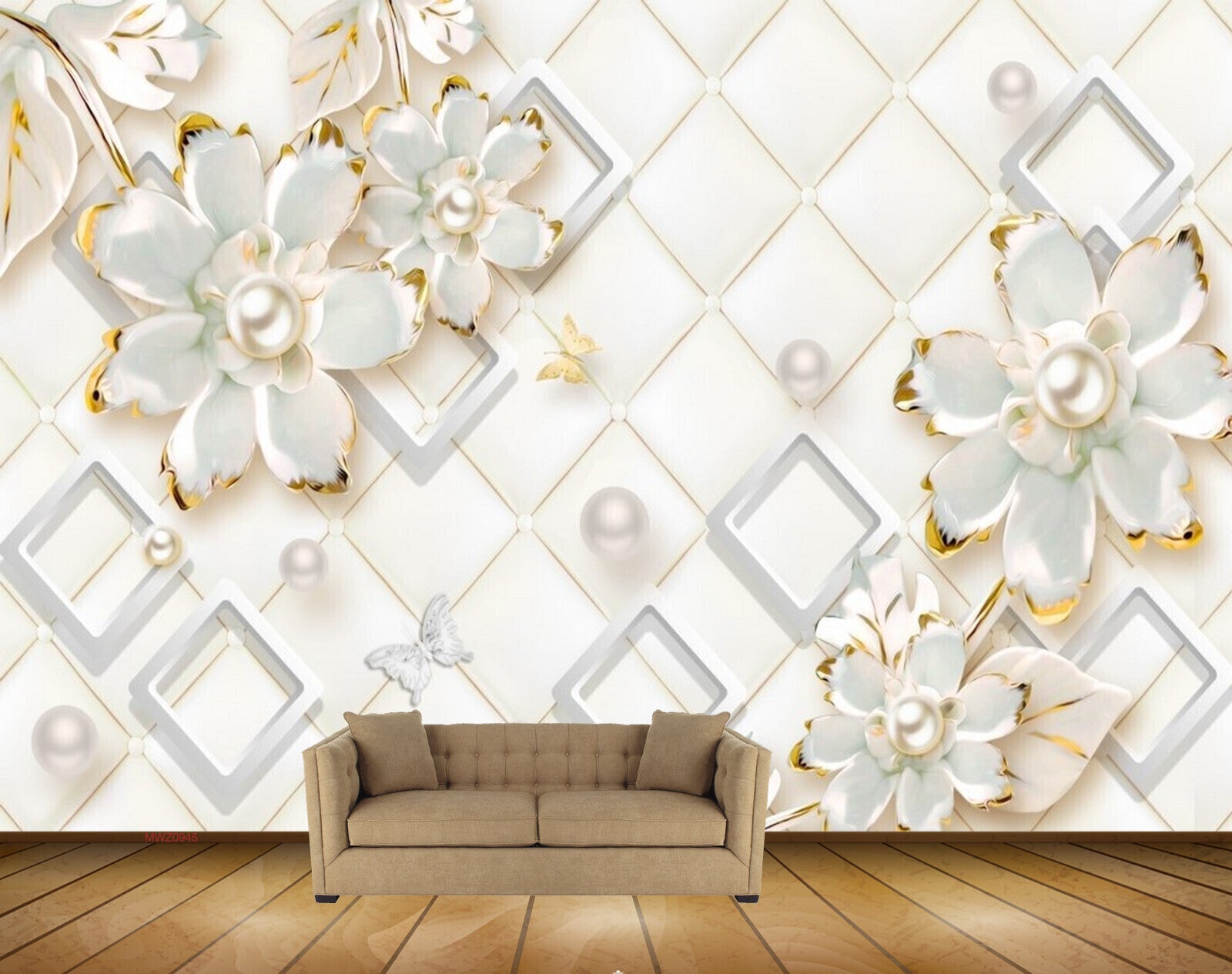 Avikalp MWZ0945 White Flowers Butterflies 3D HD Wallpaper Avikalp MWZ0945 White Flowers Butterflies 3D HD Wallpaper