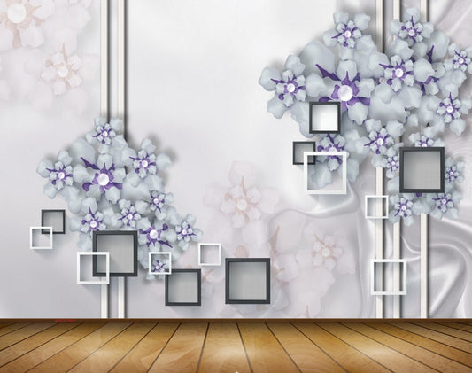 Avikalp MWZ0950 Purple White Flowers 3D HD Wallpaper