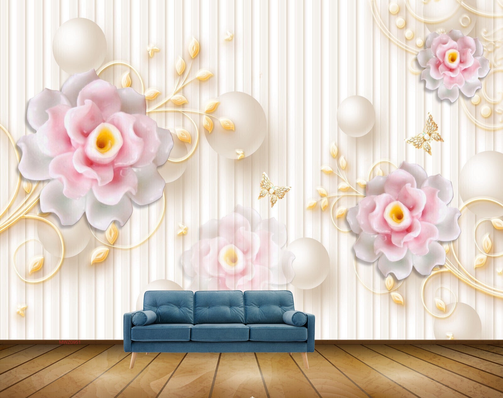 Avikalp MWZ0951 White Pink Flowers Butterflies 3D HD Wallpaper Avikalp MWZ0951 White Pink Flowers Butterflies 3D HD Wallpaper