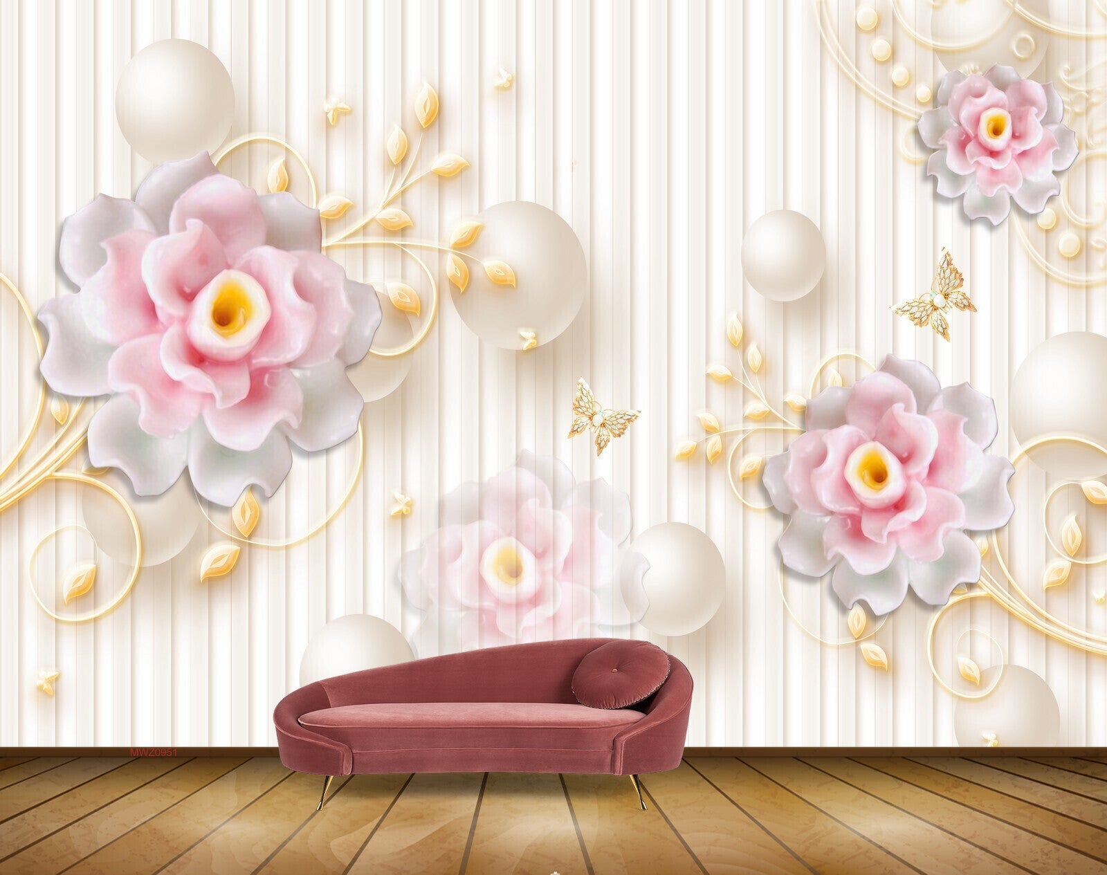 Avikalp MWZ0951 White Pink Flowers Butterflies 3D HD Wallpaper Avikalp MWZ0951 White Pink Flowers Butterflies 3D HD Wallpaper