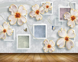 Avikalp MWZ0953 White Golden Flowers Butterflies 3D HD Wallpaper Avikalp MWZ0953 White Golden Flowers Butterflies 3D HD Wallpaper