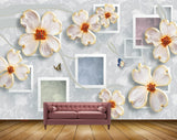 Avikalp MWZ0953 White Golden Flowers Butterflies 3D HD Wallpaper Avikalp MWZ0953 White Golden Flowers Butterflies 3D HD Wallpaper