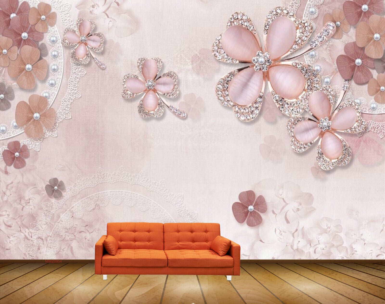 Avikalp MWZ0954 Peach White Flowers 3D HD Wallpaper Avikalp MWZ0954 Peach White Flowers 3D HD Wallpaper