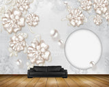 Avikalp MWZ0956 White Golden Flowers 3D HD Wallpaper Avikalp MWZ0956 White Golden Flowers 3D HD Wallpaper