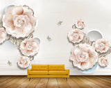 Avikalp MWZ0957 Peach White Flowers Butterflies 3D HD Wallpaper Avikalp MWZ0957 Peach White Flowers Butterflies 3D HD Wallpaper