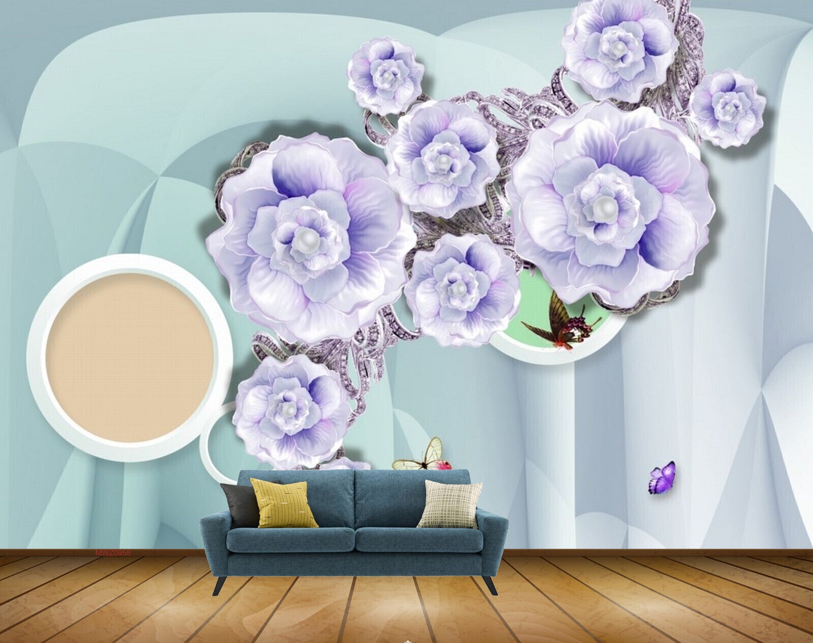 Avikalp MWZ0958 White Purple Flowers Butterflies 3D HD Wallpaper Avikalp MWZ0958 White Purple Flowers Butterflies 3D HD Wallpaper