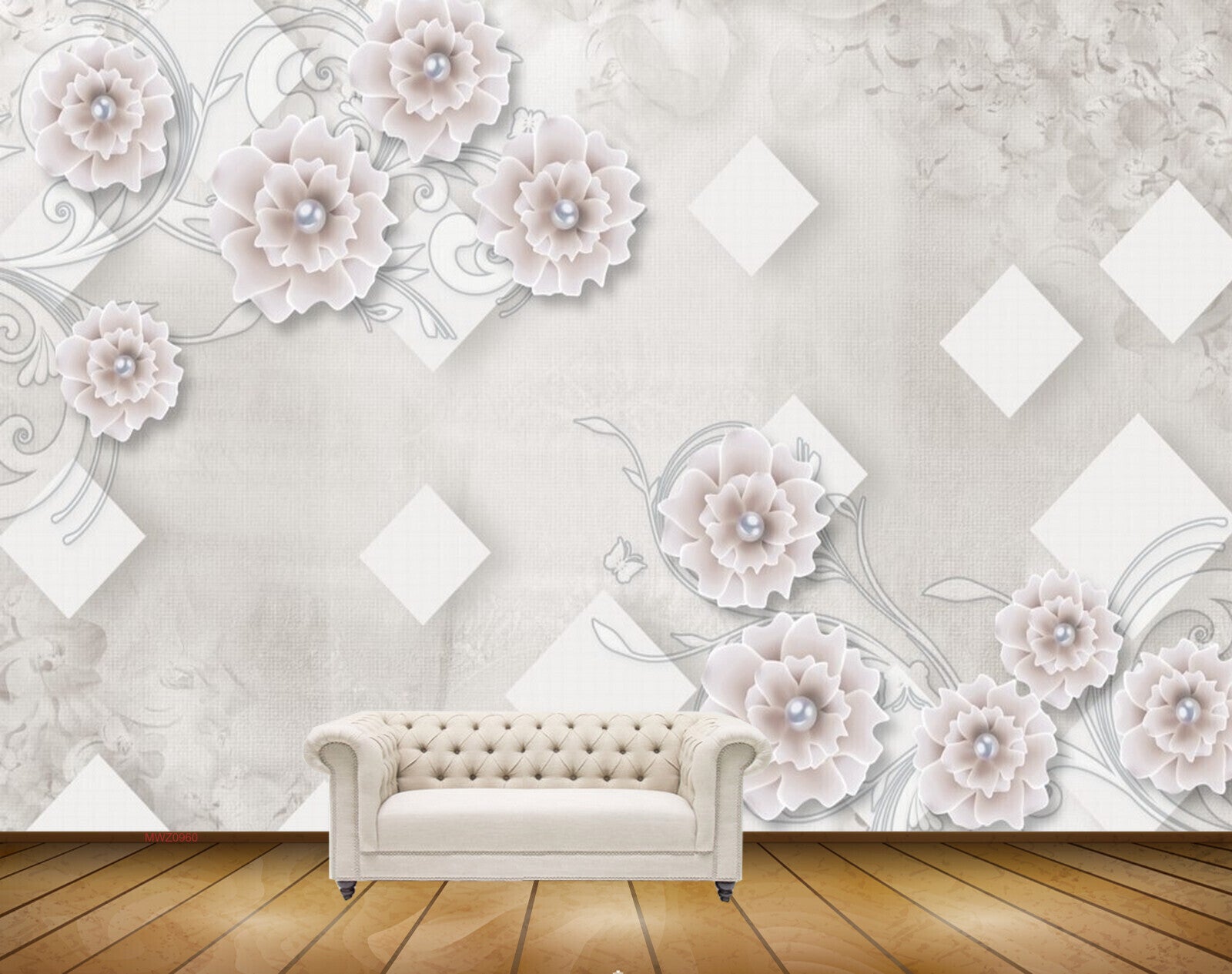 Avikalp MWZ0960 White Flowers Butterflies 3D HD Wallpaper Avikalp MWZ0960 White Flowers Butterflies 3D HD Wallpaper