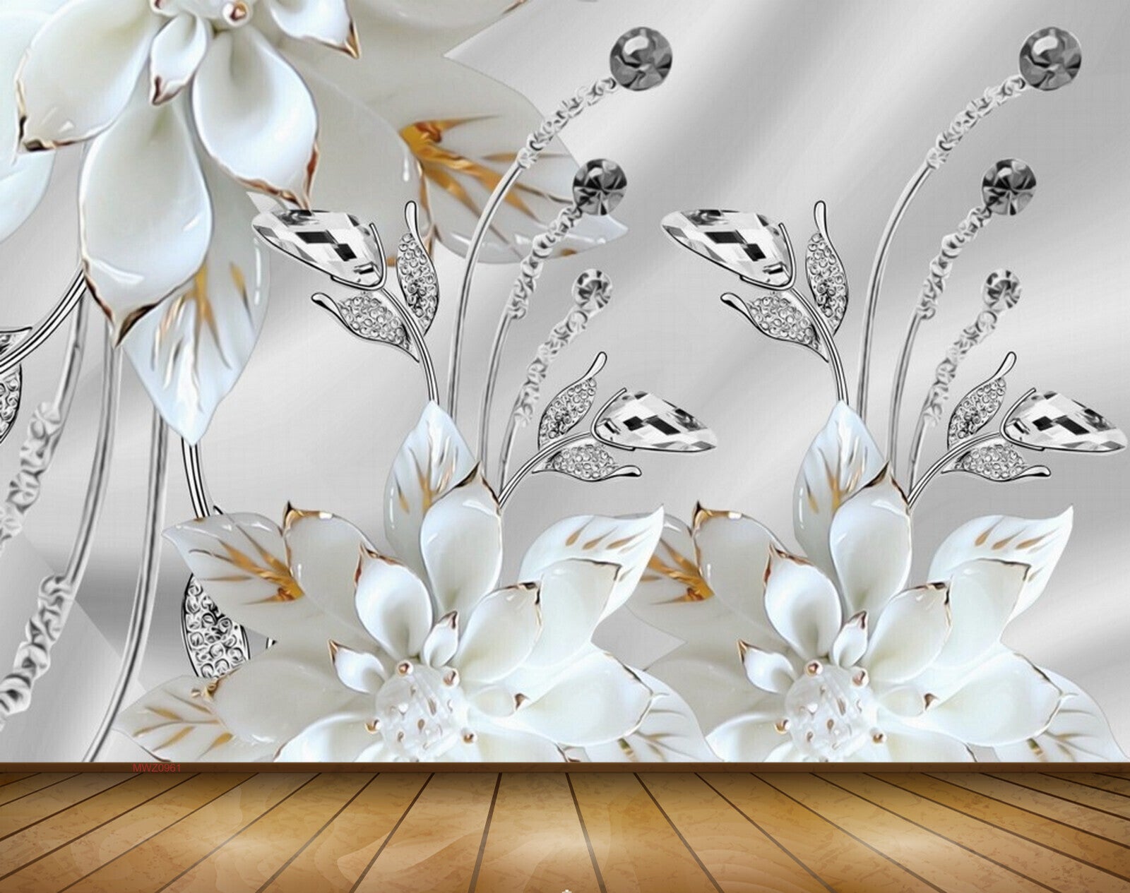 Avikalp MWZ0961 White Flowers Leaves 3D HD Wallpaper Avikalp MWZ0961 White Flowers Leaves 3D HD Wallpaper
