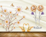 Avikalp MWZ0964 White Flowers Cranes Flies 3D HD Wallpaper Avikalp MWZ0964 White Flowers Cranes Flies 3D HD Wallpaper