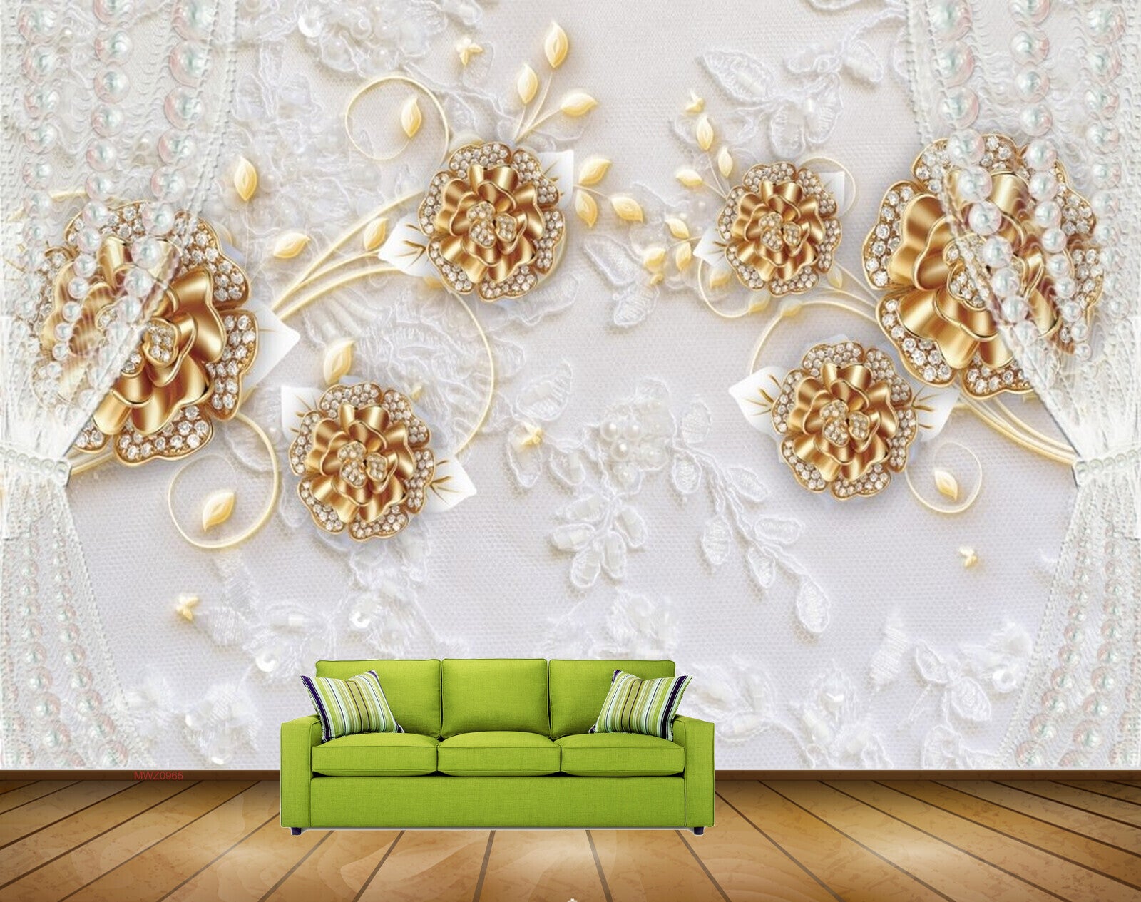 Avikalp MWZ0965 Golden Flowers Leaves 3D HD Wallpaper Avikalp MWZ0965 Golden Flowers Leaves 3D HD Wallpaper