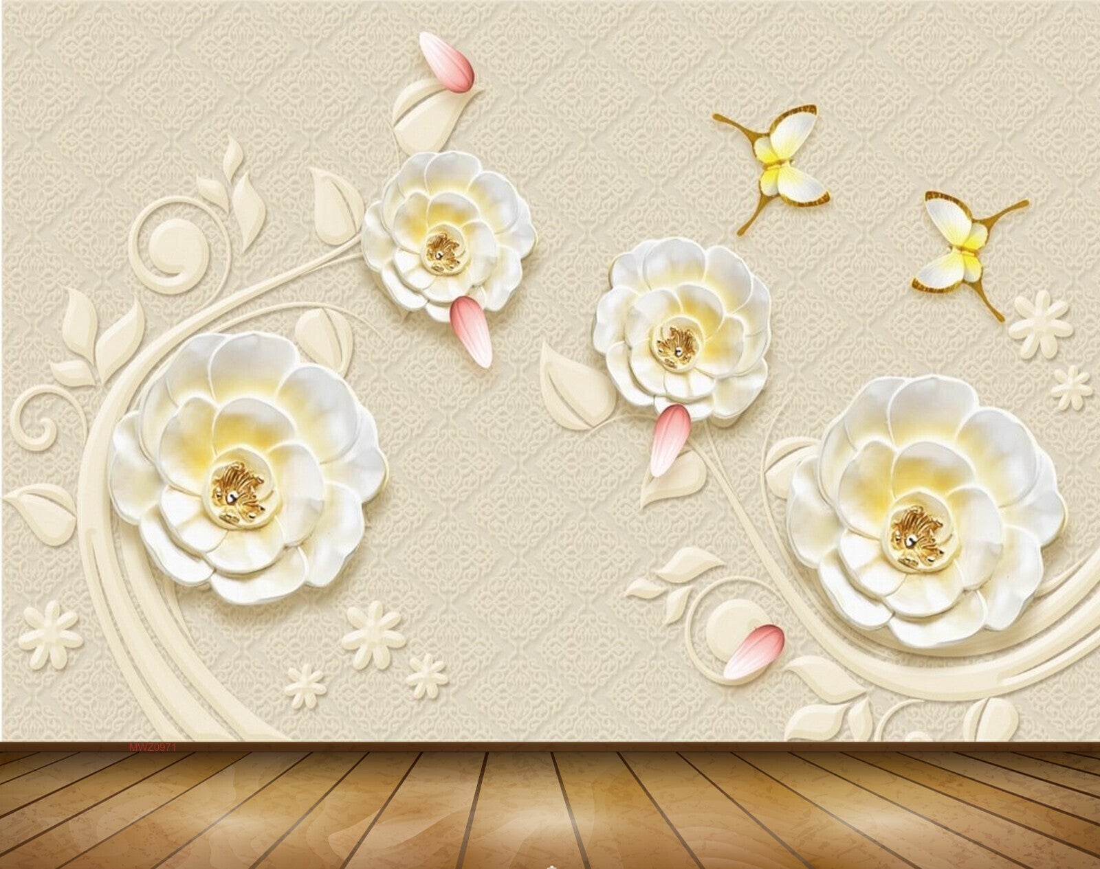 Avikalp MWZ0971 White Yellow Flowers Butterflies 3D HD Wallpaper Avikalp MWZ0971 White Yellow Flowers Butterflies 3D HD Wallpaper