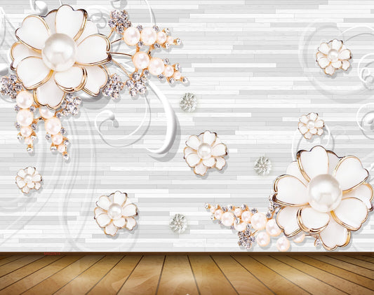 Avikalp MWZ0974 White Flowers 3D HD Wallpaper