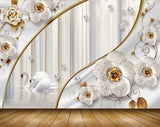 Avikalp MWZ0978 White Flowers Swans 3D HD Wallpaper Avikalp MWZ0978 White Flowers Swans 3D HD Wallpaper