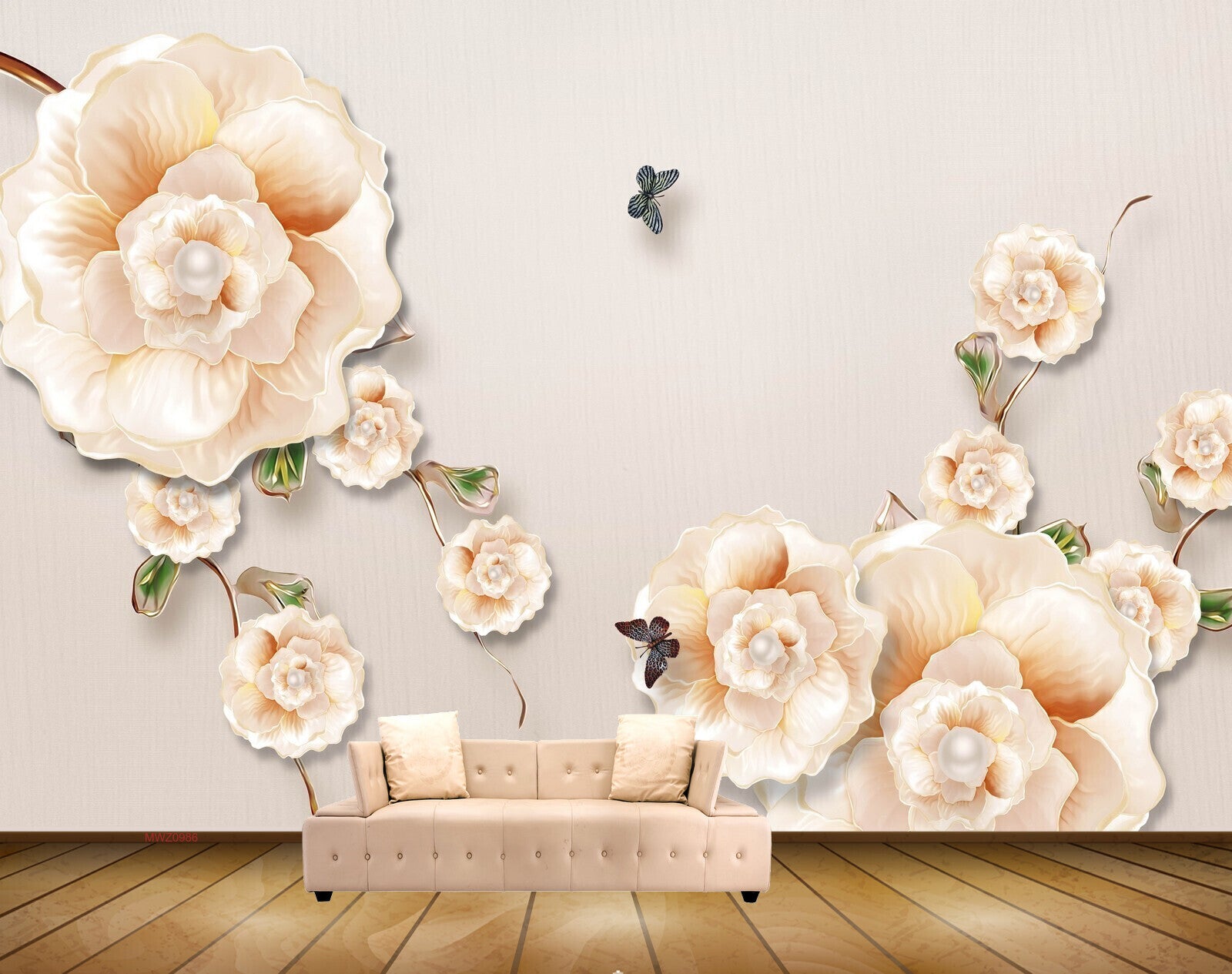 Avikalp MWZ0986 White Orange Flowers Butterflies 3D HD Wallpaper Avikalp MWZ0986 White Orange Flowers Butterflies 3D HD Wallpaper
