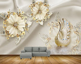 Avikalp MWZ0987 White Golden Flowers Swan 3D HD Wallpaper Avikalp MWZ0987 White Golden Flowers Swan 3D HD Wallpaper