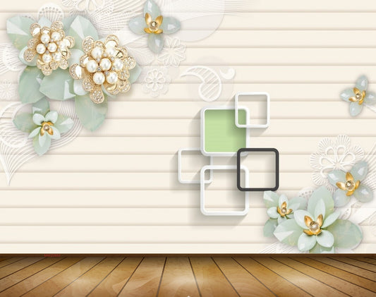 Avikalp MWZ0993 White Blue Flowers 3D HD Wallpaper