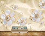 Avikalp MWZ1001 White Golden Flowers 3D HD Wallpaper Avikalp MWZ1001 White Golden Flowers 3D HD Wallpaper