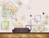 Avikalp MWZ1007 White Peach Flowers Butterflies 3D HD Wallpaper Avikalp MWZ1007 White Peach Flowers Butterflies 3D HD Wallpaper