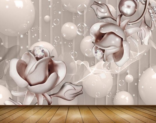 Avikalp MWZ1010 White Flowers 3D HD Wallpaper