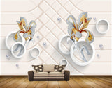 Avikalp MWZ1012 White Golden Flowers 3D HD Wallpaper Avikalp MWZ1012 White Golden Flowers 3D HD Wallpaper