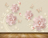 Avikalp MWZ1015 Peach Flowers Butterflies 3D HD Wallpaper Avikalp MWZ1015 Peach Flowers Butterflies 3D HD Wallpaper